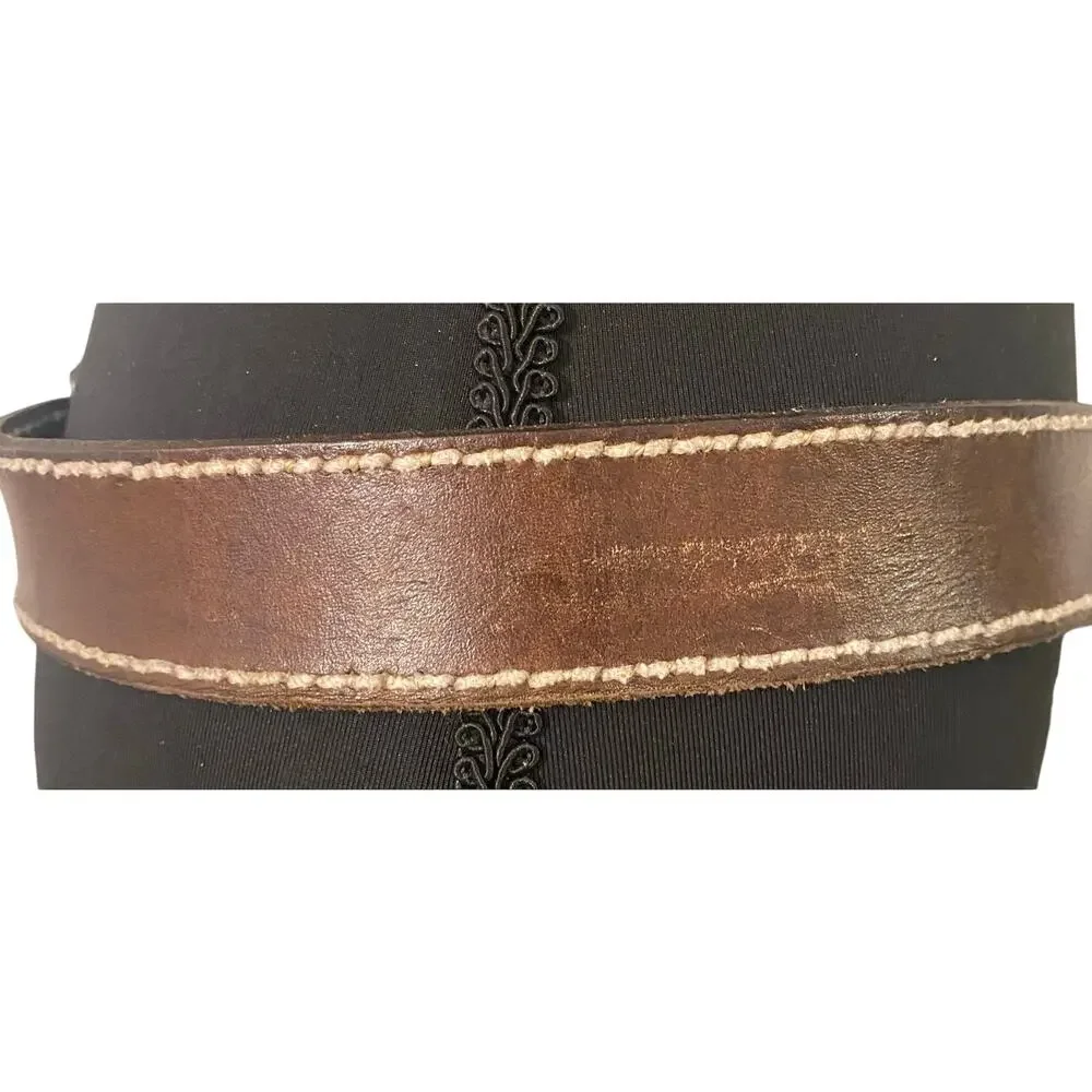 Ariat Brown Genuine Leather Belt Diamond Plate Buckle Size 40 Western Work